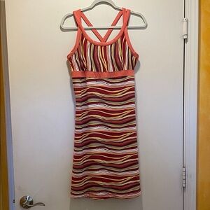 Royal Robins Striped Coral Multi-Color Crossback Tank Dress womens medium